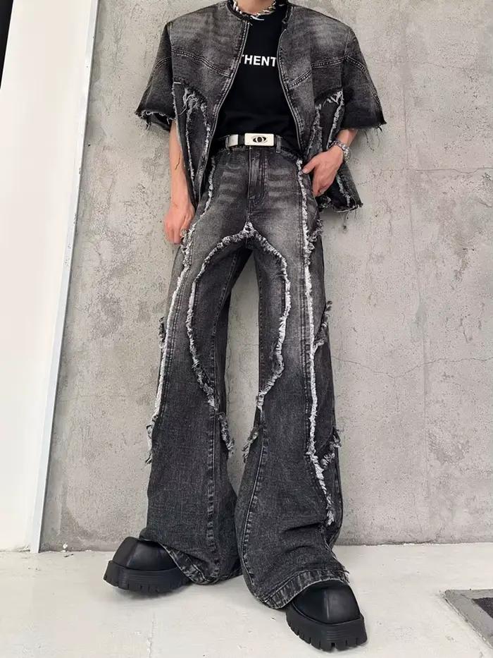 Jean baggy évasé noir délavé style Y2K Trashy 2026 pour homme