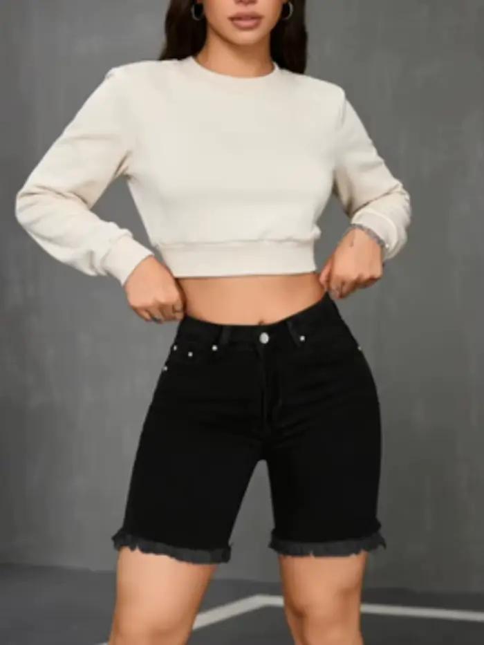 Shorts en jean noir pour femme