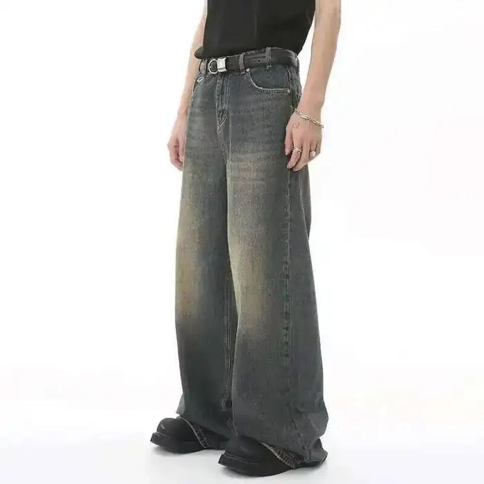 IEFB hommes Vintage jean mode lavé rue décontracté jambe large Denim pantalon été en détresse ample mâle polyvalent
