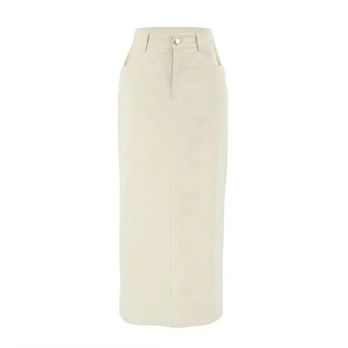 Jupe en jean droite Beige