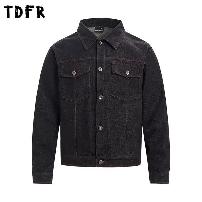 Veste en jean homme Poche Denim ample décontractée style safari col rabattu automne simple boutonnage matériaux durables occasions décontractées