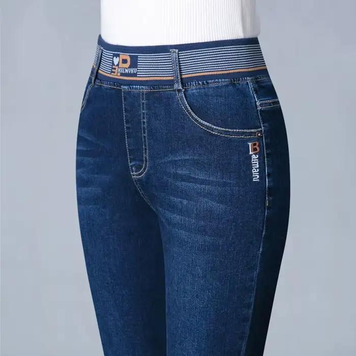 Jean Slim Taille Haute WMWMNU Bleu Ciel Femme Décontracté Vintage Grande Taille Occasionnels