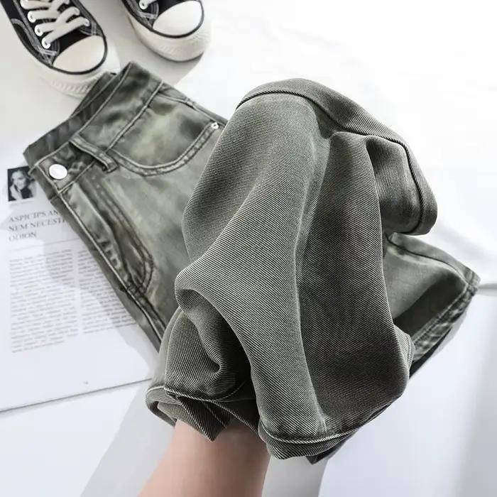 Femme jean 100% Lyocell respirant Denim jambe large serviette balayage drapé lâche 2025 été glace soie Baggy Famale
