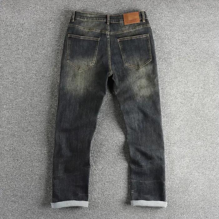 Vintage bleu gris lavage pour fabriquer des vieux jeans américains de rue pour hommes confortables petites jambes droites tendance pantalons longs pour jeunes