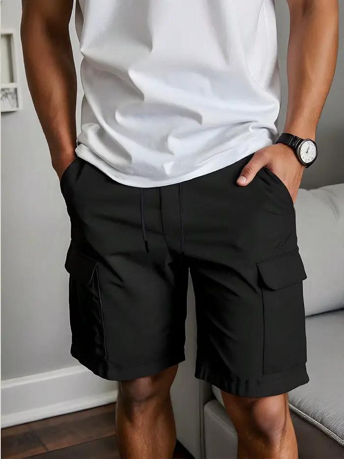 Shorts cargo décontractés pour hommes — Tissu tissé non extensible | Doux et confortable | Design simple de couleur