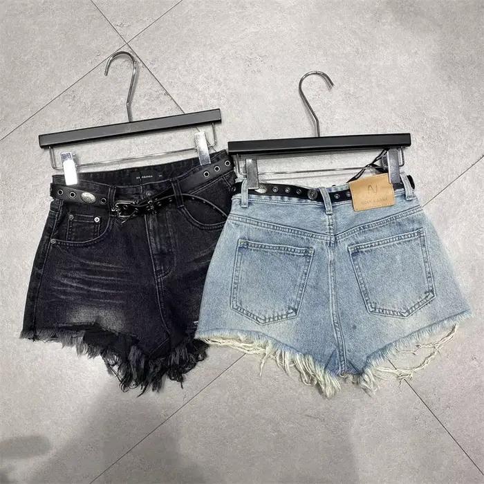 Shorts en jean déchiré à jambe large pour femme