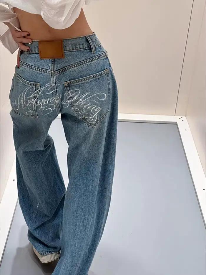 Jean bleu taille haute pour femmes