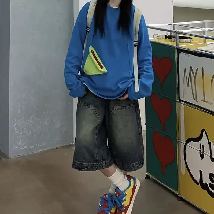 Shorts baggy décontractés femmes en polyester et coton pour style streetwear printemps été ocassions spéciales
