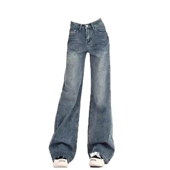 Dames jean pantalon évasé loisirs minceur Vintage inspiré automne taille haute cloche femmes