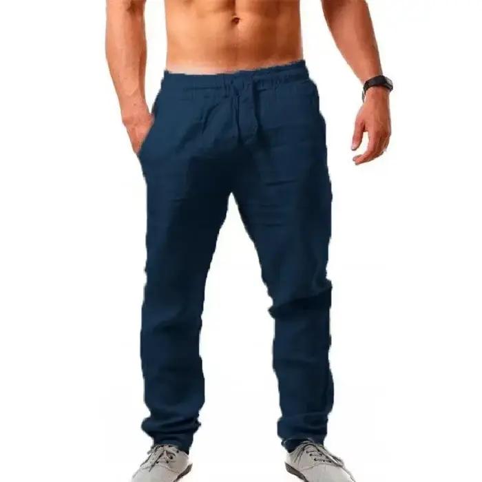 Pantalon baggy homme en coton et lin