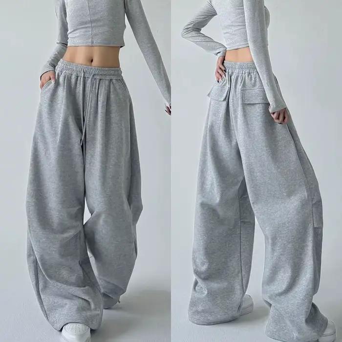 Pantalon droit esthetique Harajuku pour femme style grunge sombre coupe ample et decrotte ajustement personnalisable pour le quotidien et le streetwear