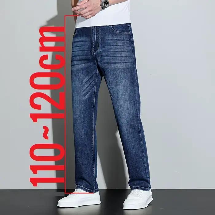 190 cm 200 cm hommes de haut Jean droit coupe régulière Denim pantalon mâle Teeneeger Stretch Extra longue longueur 110 115 Cm 120 cm allongé