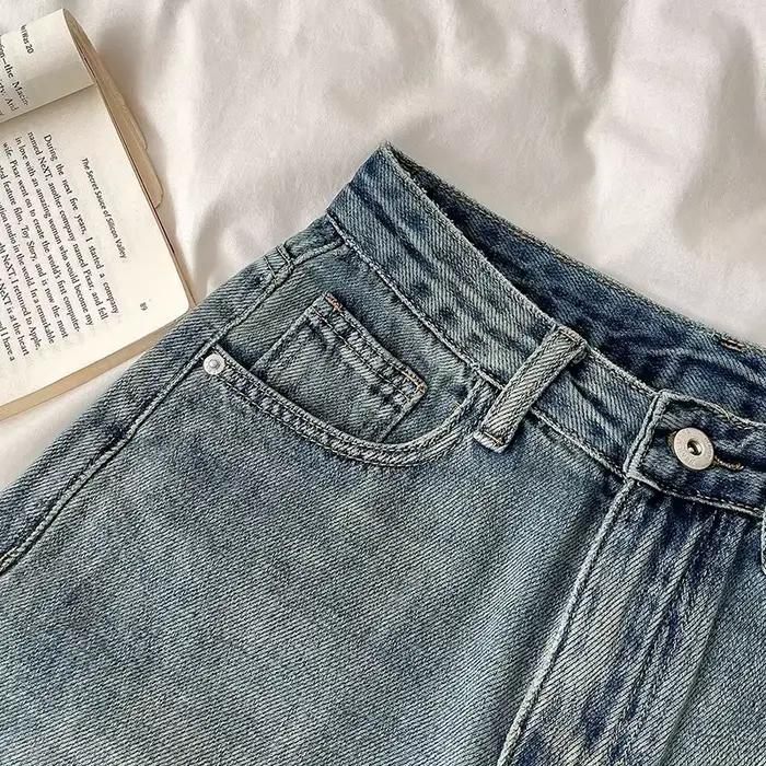 Jean en denim délavé rétro pour femme