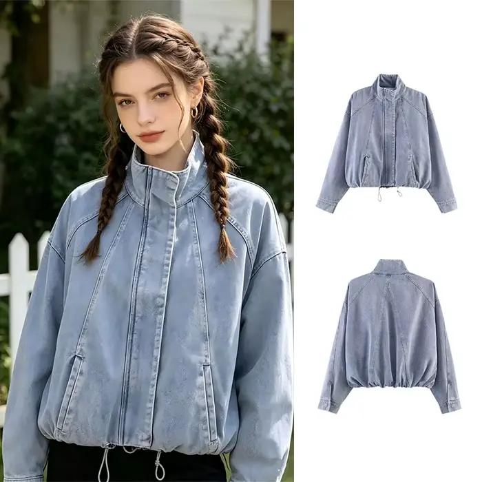 Veste en jean ample et polyvalente à manches longues UETEEY pour femme
