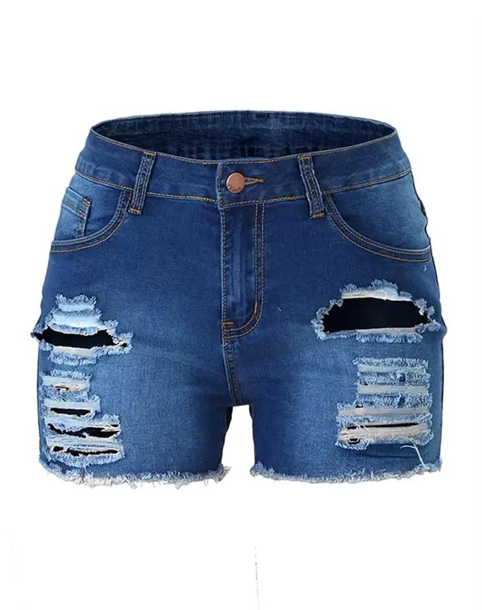2020 nouveauté été déchiré Denim Shorts mode mince jean