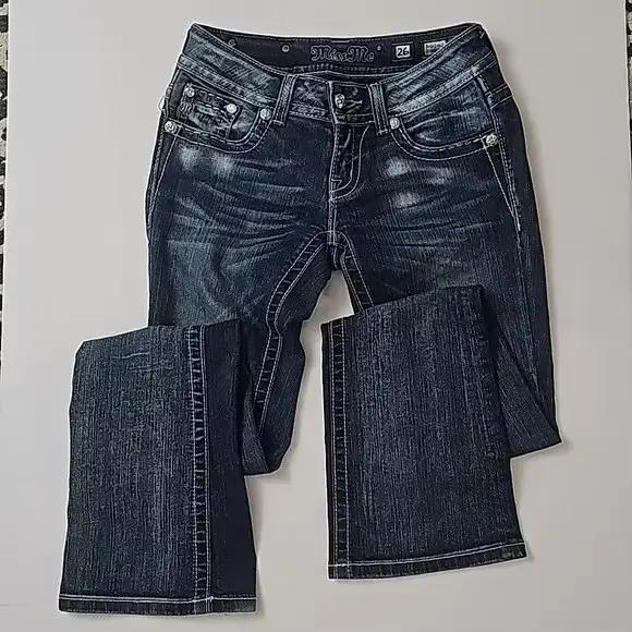 Y2K Bootcut jean femmes vêtements Harajuku bleu Bling bouton rabat poches