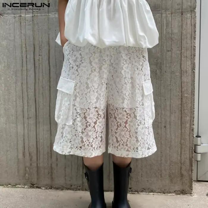 Shorts décontractés en coton et polyamide avec dentelle pour hommes, idéaux pour les journées d'été et les sorties quotidiennes