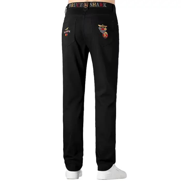 Nouveau Jean Bruce & Shark Noir Mince Été Hommes Décontracté Élégant Avec Broderie Pour Occasions Quotidiennes