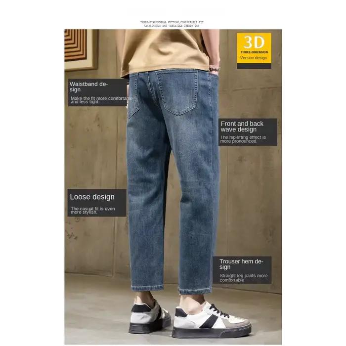Pantalon en jean court vintage américain pour homme