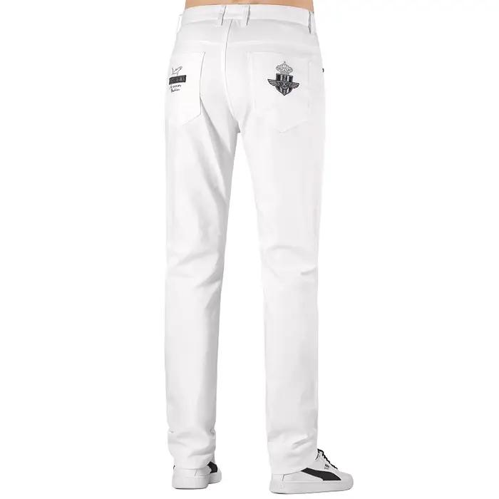 Bruce & Shark Jean Blanc Hommes Décontracté Et Élégant Pour Occasions Quotidiennes Blanc Coupe Ample Tissu Doux Élastique Pour Activités Physiques Et Style Moderne