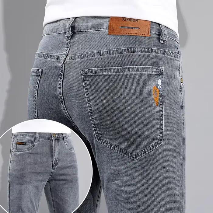 Marque de luxe printemps été hommes jean mince Denim pantalon coton bleu travail en plein air corée