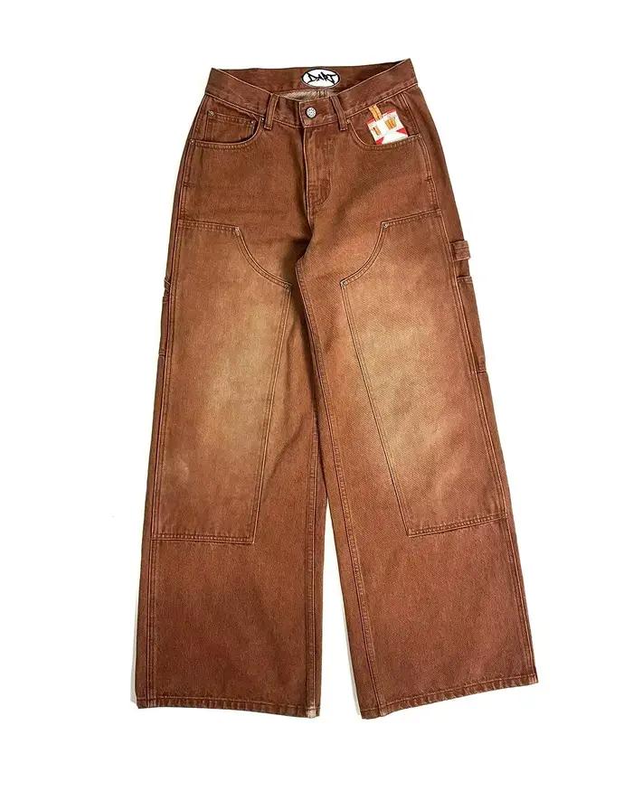 Jean en Denim à motif de fumée brodé pour hommes et femmes