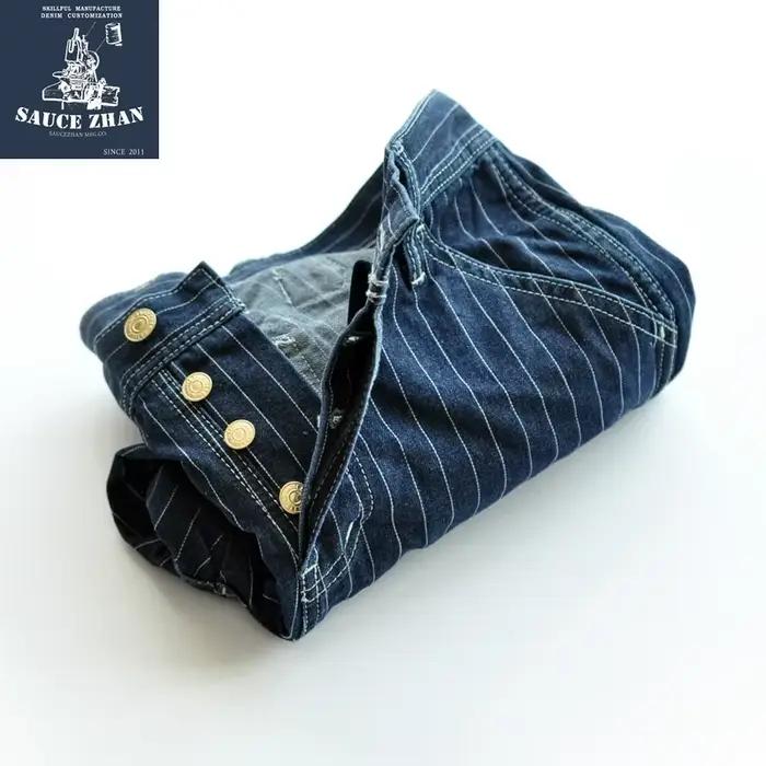 Saucezhan – Jean rayé vintage pour homme