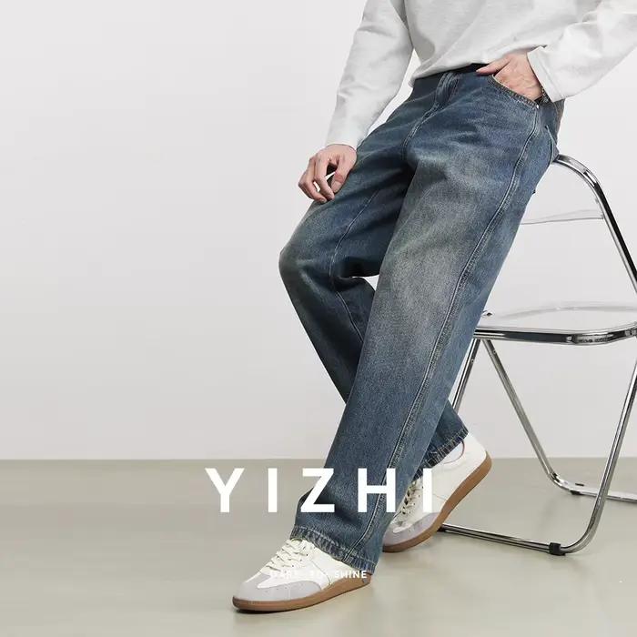 Jean droit classique délavé style rétro pour homme nouvelle collection printemps 2026 pantalon décontracté jambe longue coupe simple occassions quotidiennes