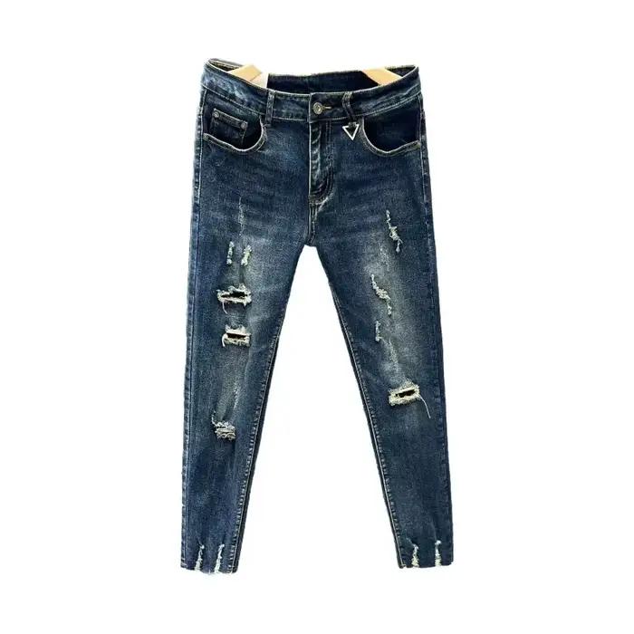 Jean court pour hommes pantalon déchiré cassé mode coréenne