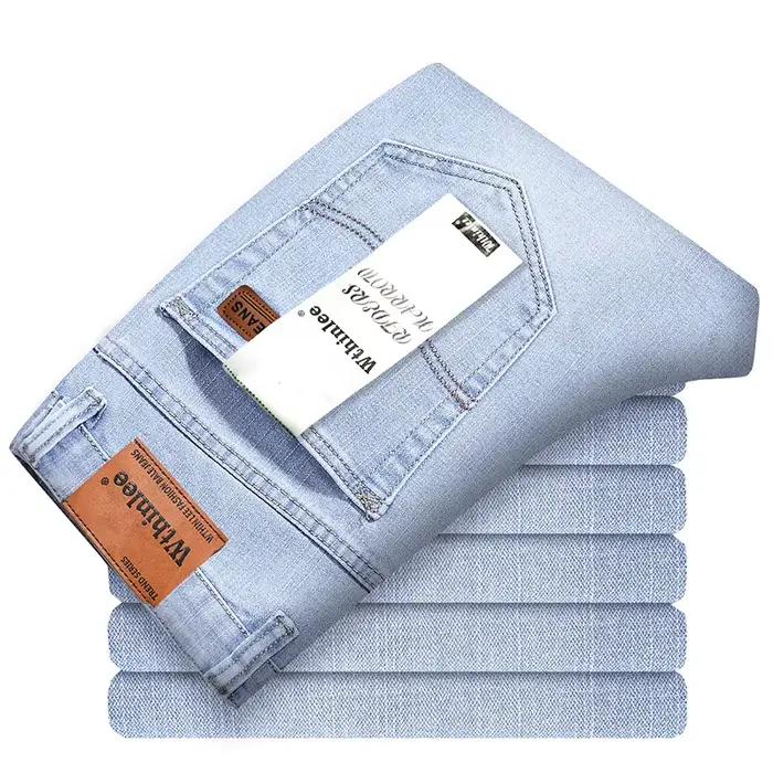 Jean fin pour hommes de marque 2025 été nouveau Style affaires décontracté coupe ajustée élastique
