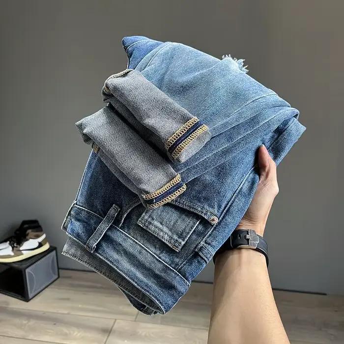 Jean déchiré en pur coton pour hommes