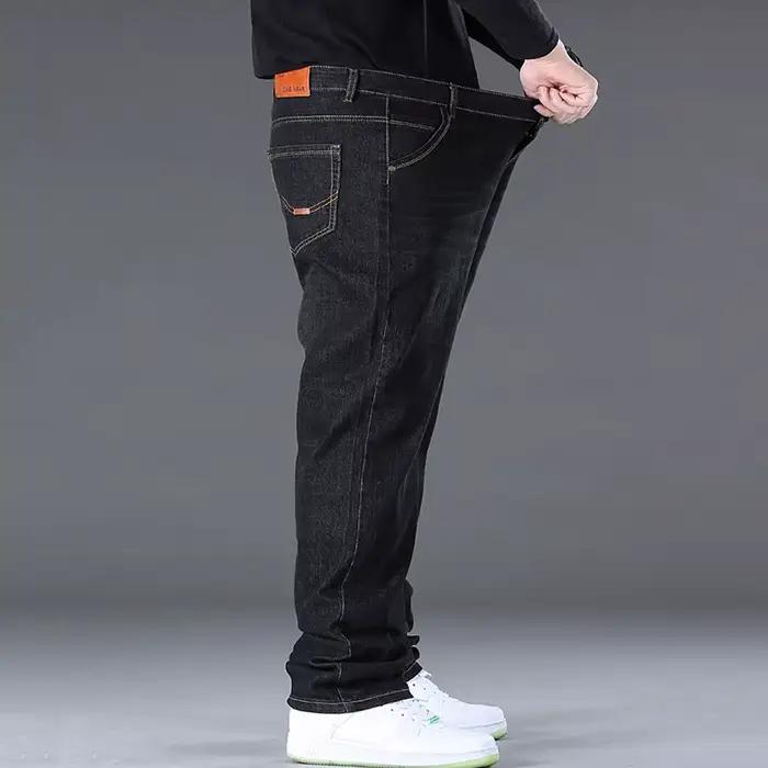 Pantalon en denim homme jeans jambes larges décontracté taille unique four seasons ajustement lâche fermeture zippée tricoté