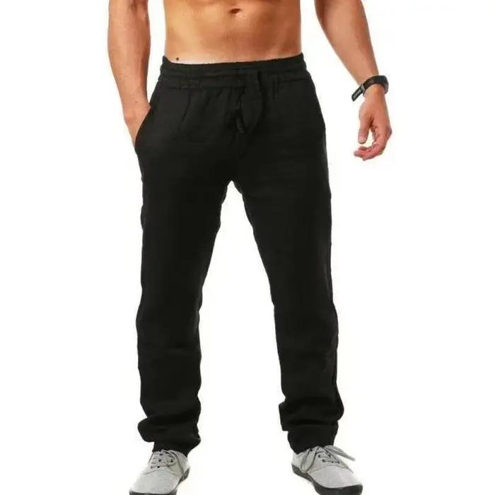 Pantalon baggy homme en coton et lin