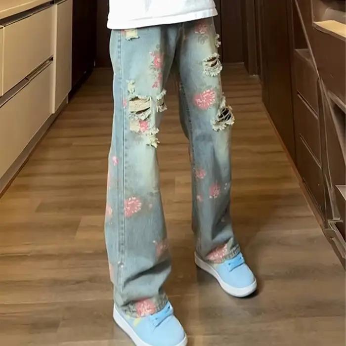 Jean déchiré en Jacquard pour hommes