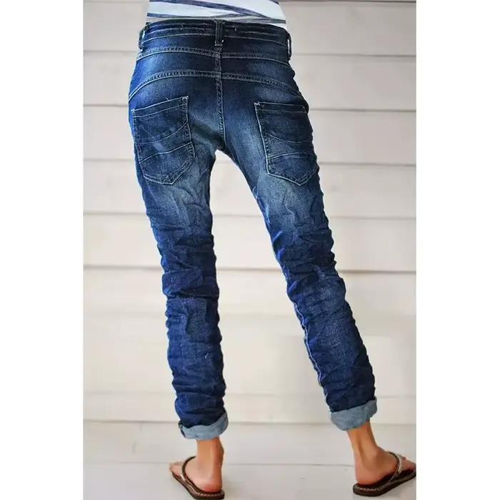 Pantalon ample pour femmes en polyester décontracté avec bouton, pour printemps et été, naupang, jeans baggy, grande taille disponible