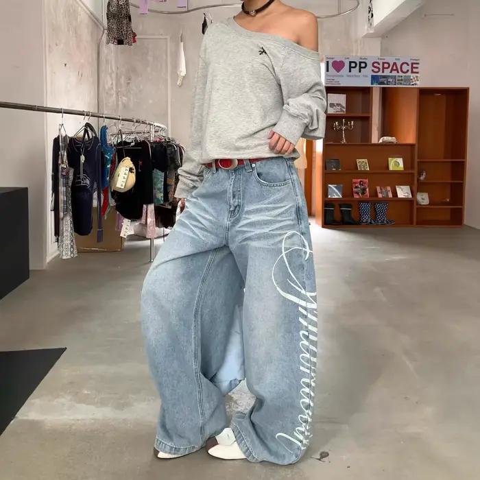 Jean baggy bleu Y2K pour femme