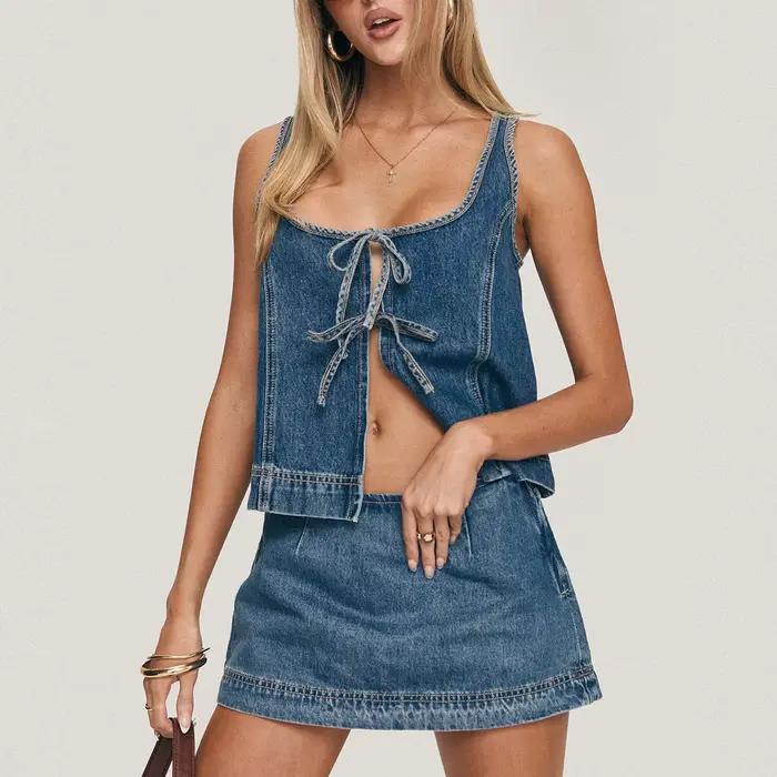 Ensemble 2 pièces en Denim pour femmes