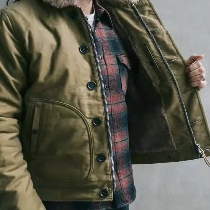 Veste Iron Heart 12oz Denim N-1 High Density Clipped Deck Jacket homme style décontracté pour toutes les saisons à offrir occasions quotidiennes et formelles