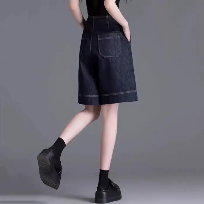 Dames jean court 2025 printemps automne ample haute qualité femmes Denim pantalon droit être tout-match loisirs dame