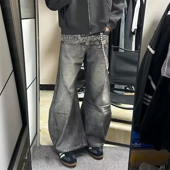 Jean large et droit imprimé graphique Gothique pour homme