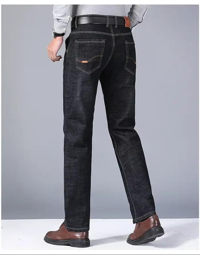 Wthinlee nouveaux hommes d'affaires jean polaire décontracté droit Stretch mode classique bleu noir travail Denim pantalon mâle vêtements
