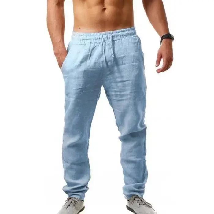 Pantalon baggy homme en coton et lin