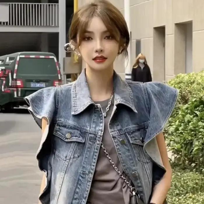 Veste en jean à simple boutonnage pour femme