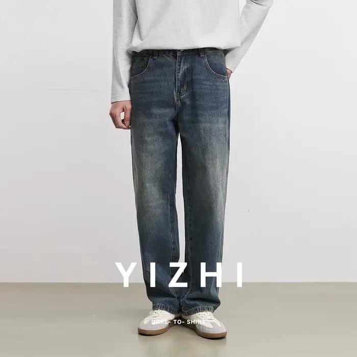 Jean droit classique délavé style rétro pour homme nouvelle collection printemps 2026 pantalon décontracté jambe longue coupe simple occassions quotidiennes