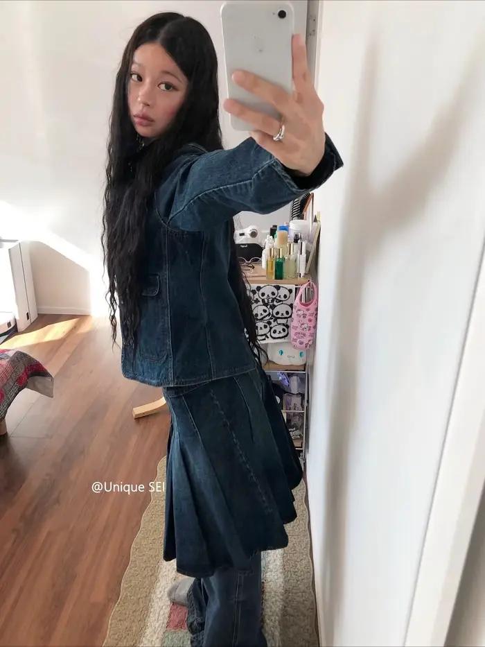 Veste en jean à col rabattu délavé