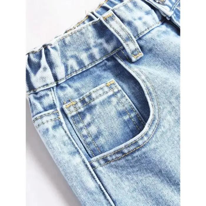 Jean brodé taille haute pour femmes