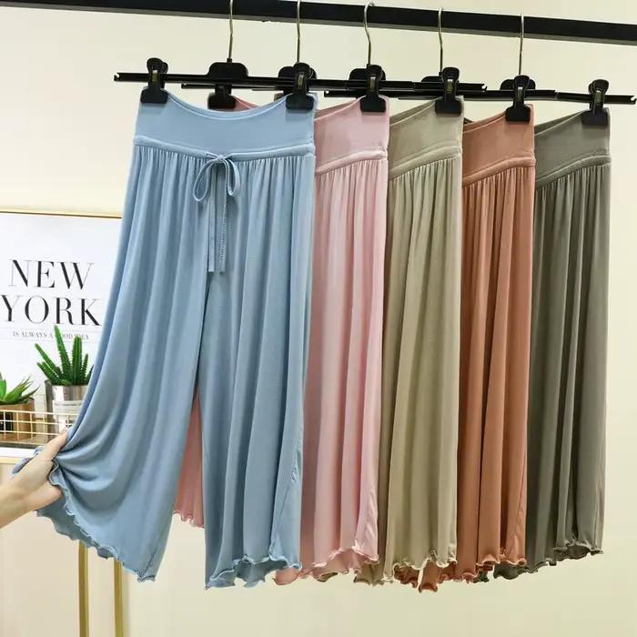 Pantalon large fluide taille haute pour femme