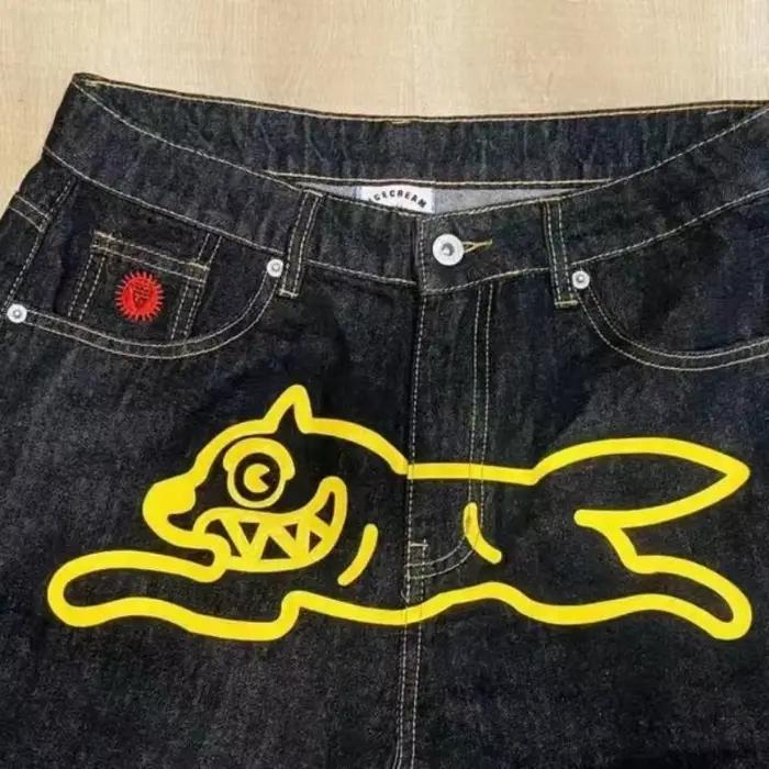 Y2k Streetwear Jean Shorts de sport pour hommes décontracté mode esthétique motif imprimé pantalon de survêtement ample