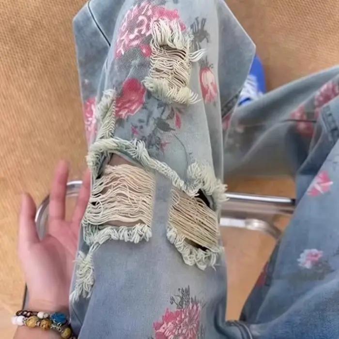 Jean déchiré en Jacquard pour hommes