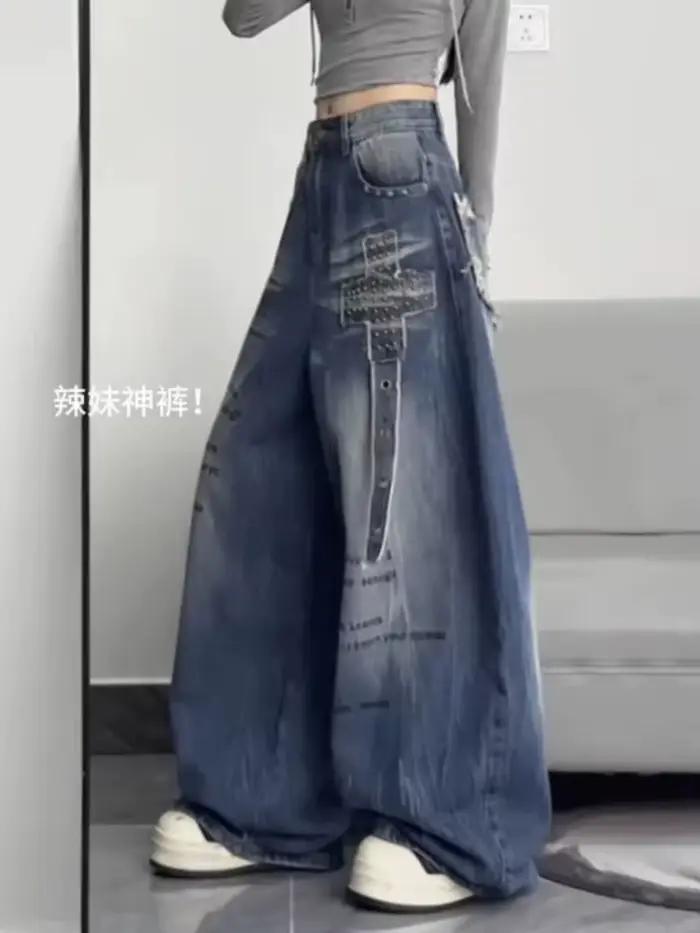 Jean baggy Y2K Harajuku pour femme